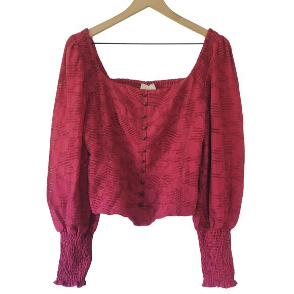NEW Anthropologie Cranberry Romance Puff Sleeved Blouse - Small - Picture 4 of 5